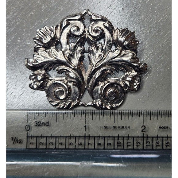 Signed MIRIAM HASKELL Silver Tone Brooch Pin Unique - Picture 3 of 4